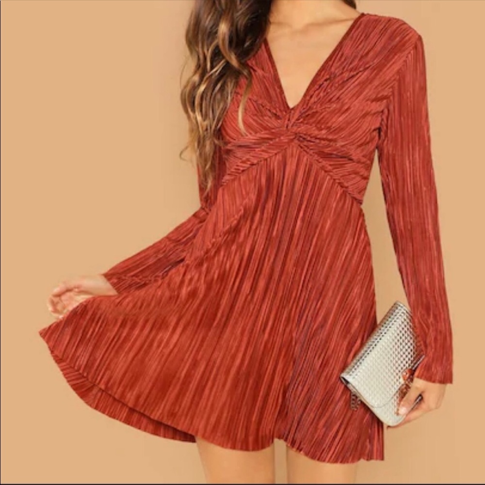 Glamorous Twist Front Zip Back Dress Rust
